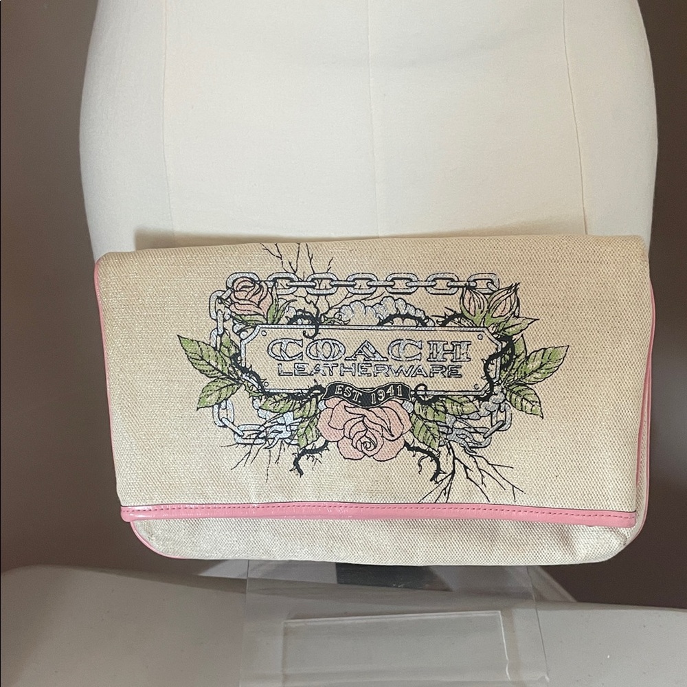 Coach RARE * Limited Edition * Y2K 97’ Tattoo Canvas Clutch style# 42671